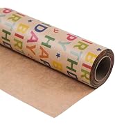 Ulmasinn Kraft Birthday Wrapping Paper - Mini Roll - 17 Inches X 33 Feet - for Boys Girls Kids - ...
