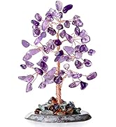 Amethyst Healing Crystal Tree of Life Natural Gemstone Agate Slice Base Copper Wire Wrapped Money...