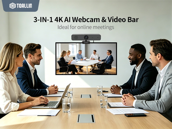 4k 3-in-1 webcam with microphone and speaker conference video bar