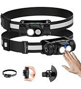 Spriak Rechargeable Running Headlamp, High Lumens Bright Head Lamp Led with Motion Sensor, 4 Mode...