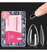 Beetles Medium Almond Gel Nail Tips, 288Pcs Pre-Shaped Clear Full Cover for Gel Polish, DIY Salon