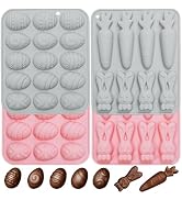 Easter Silicone Chocolate Molds, 4Pack Easter Candy Molds 3D Egg Bunny Carrot shapes Non Stick Mo...