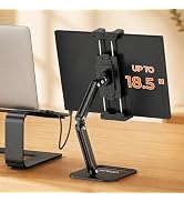 Urmust Portable Monitor Stand for 4.9-18.5" Screen, Dual Arm Adjustable Tablet Holder for 12.9" i...