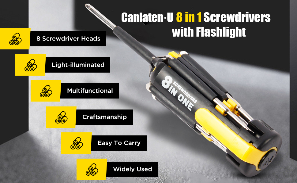 Canlaten·U 8 in 1 Screwdriver with Flashlight