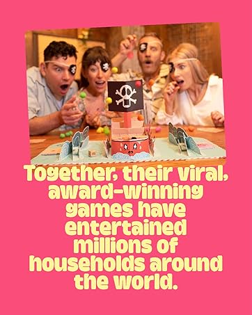 Pink background with text: 'Together, their viral, award-winning games have entertained millions of households around the world.'
