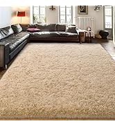 Ailyei 8x10 Large Area Rugs for Living Room, Ultra Soft Beige Camel Big Shag Rug for Bedroom Nurs...