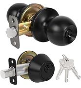 RAFECIEE Exterior Door Lock Set, Single Cylinder Deadbolt Lock and Door Knob Set, Keyed Alike Fro...