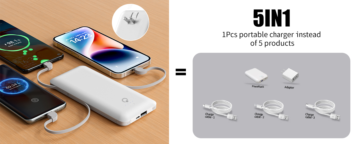 portable charger with cable