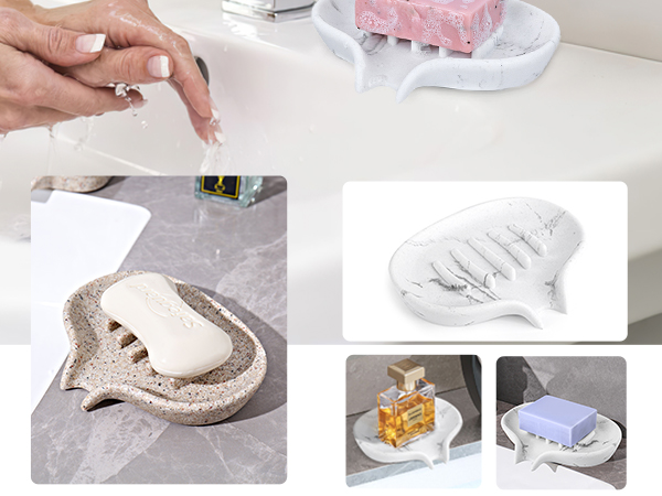 Self Draining Soap Dish with Marble Finish