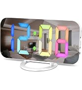 Digital Alarm Clock,LED and Mirror Clocks Large Display,with Dual USB Charger Ports,12/24H,Auto D...