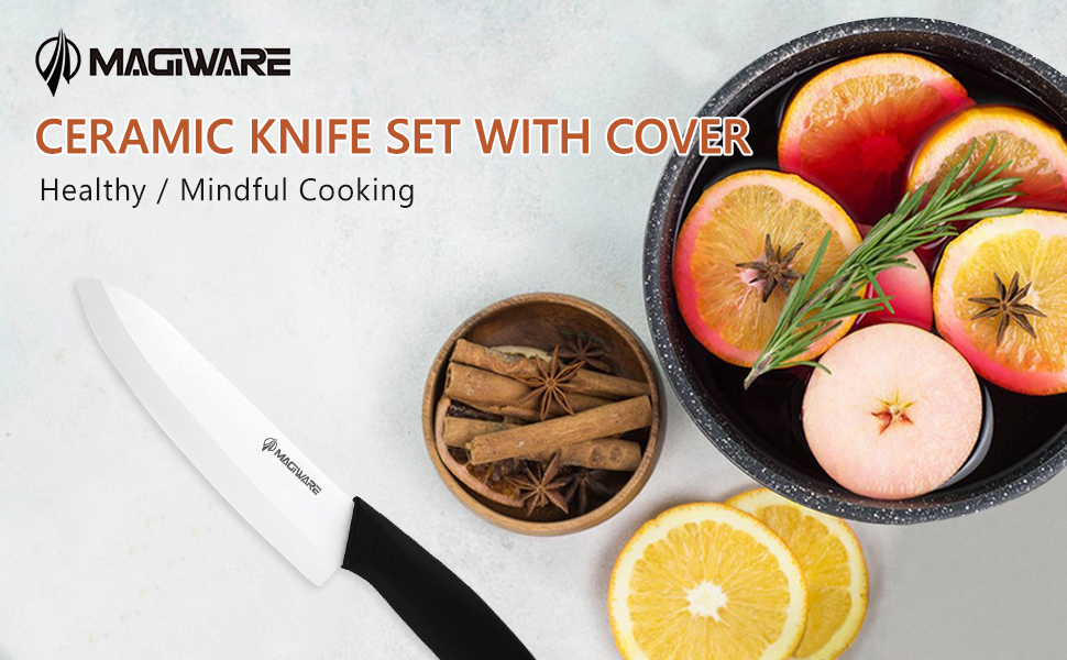 ceramic knife set with cover