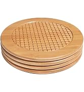 KITLAB Bamboo Trivets for Hot Dishes, Hot Pots and Pans, 7.5 Inch Thick Heat Resistant Large Coas...