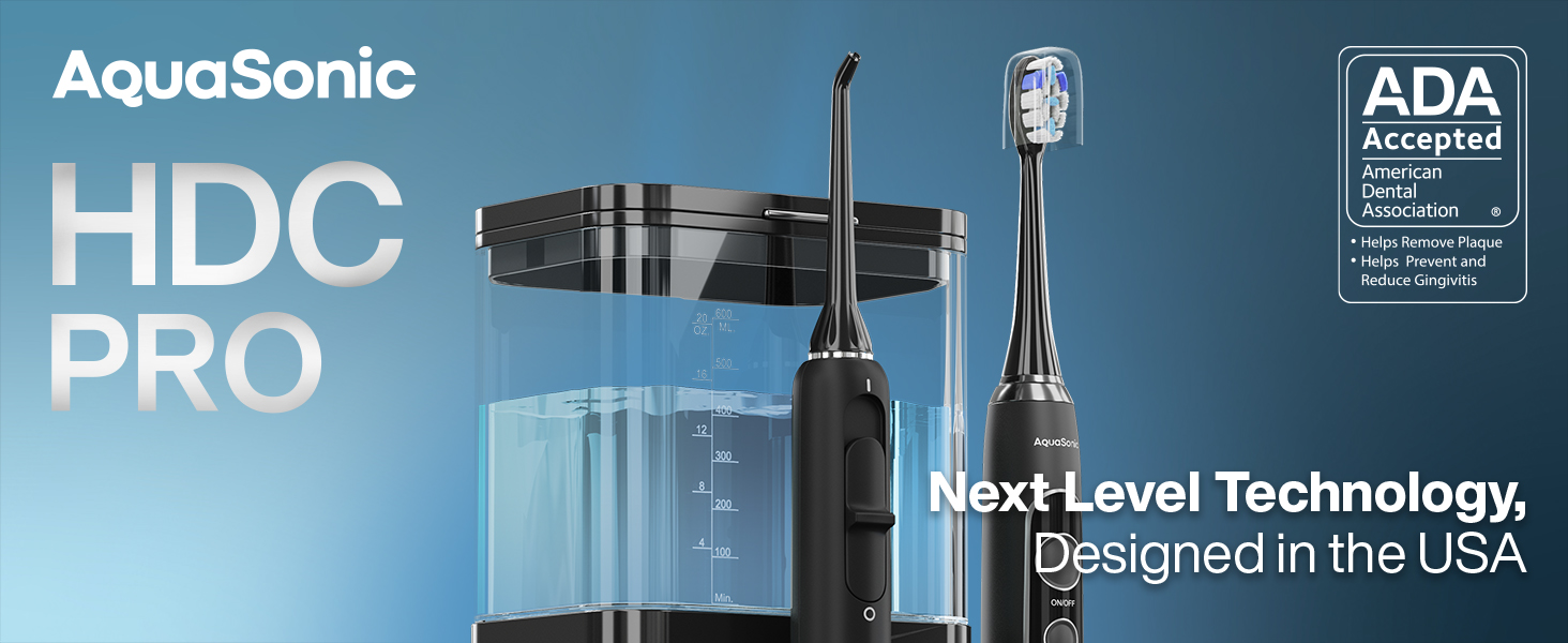 AquaSonic HDC Pro Electric Toothbrush with different cleaning modes, safe for sensitive teeth
