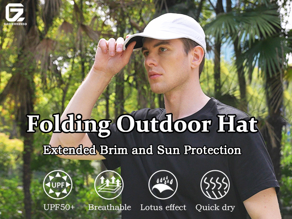 Foldable sun baseball cap with long brim for men outdoor sports