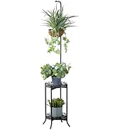 COPREE 2-tier Hanging Plant Stand, Space-Saving Iron Planter Shelves Flower Pot Organizer Rack Mu...