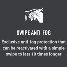 Swipe anti-fog technology icon close up exclusive anti fog protection for swim goggles