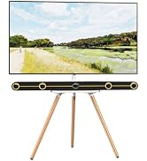 PUTORSEN Easel TV-Stand for 43-65-Inch Screens - Portable Swivel Tripod TV Stand with Wooden Tray...