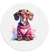 Cute Dachshund Weenie Dog Mouse Pad 7.9x7.9 Inch,Pink Bubble Gum Weiner Dog Mouse Pads for Wirele...
