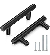 Probrico 10 Pack| 2.5 Inch Hole Centers Flat Black Modern Cabinet Handles, Cupboard Pulls Kitchen...