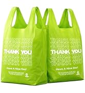 Green Thank you bags, 200PCS T shirt bags, To Go Bags,Grocery bags, Reusable and Disposable,Perfe...