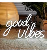 Good Vibes Neon Sign for Wall Decor, Good Vibes Neon Lights Sign, Powered by USB Goodvibes LED Li...