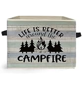 Ghoaoivo Rustic Camping Storage Box Bins, Life Is Better Around the Campfire Collapsible Storage ...