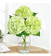 Cherica Real Touch Green Hydrangea Artificial Flowers with Stems, Fake Silk Flowers for Outdoors,...