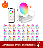 SikSog 24Pack Smart Recessed Lighting 4 Inch RGBCW Color Changing 12W LED Downlight with Junction...