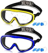 COOLOO Kids Swim Goggles for Age 3-15, 2 Pack Kids Goggles for Swimming with Nose Cover, No Leaki...