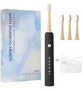 GUFICLE Bamboo Electric Toothbrush?Rechargeable Electric Toothbrush with 4 Bamboo Heads, Soft Cas...