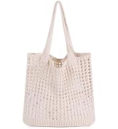 Sightor Crochet Tote Bag, Mesh Beach Bag Knit Summer Hobo Bag Vacation Boho Tote Bag for Women