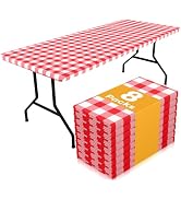 Smiry Picnic Table Cloth 8 Pack, Waterproof Elastic Fitted Tablecloths for 6FT Rectangle Tables, ...