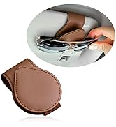 OFBAND Magnetic Sunglass Holder for Visor, PU Leather Car Organizer - Universal Accessory (Brown)