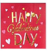 WRAPAHOLIC 50Pcs Valentine's Day Paper Napkins - 3-Ply Red Heart Luncheon Dinner Disposable Paper...
