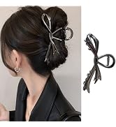 Black Hair Claw Clips Ribbon Bow Shape Metal Hair Claws Crab Geometric Hair Clamp Grab Hair Grip ...