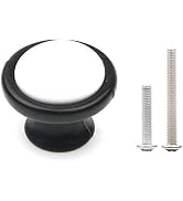 Pxyelec 6pcs Black White Ceramics Cabinet Kitchen Hardware Round Drawer Dresser Handles Wardrobe ...