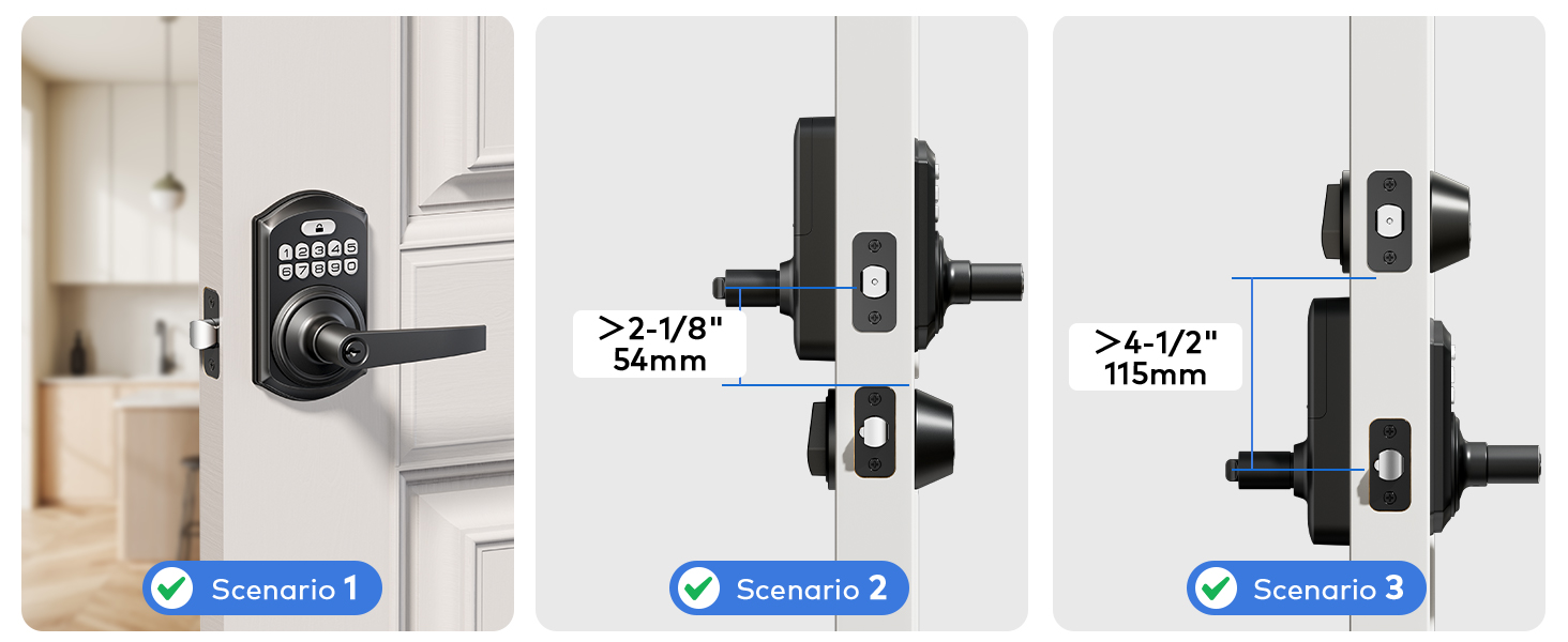 Fits doors with a single lock hole and top/bottom latch holes