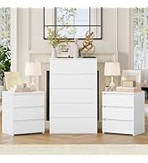 FOTOSOK Bedroom Set, 5 Drawer Dresser and Nightstand Sets for Bedroom, 3 Piece Bedroom Set, Night...