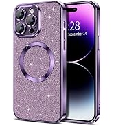 Hython for iPhone 14 Pro Max Case Glitter, Clear Magnetic Phone Cases with Camera Lens Protector ...