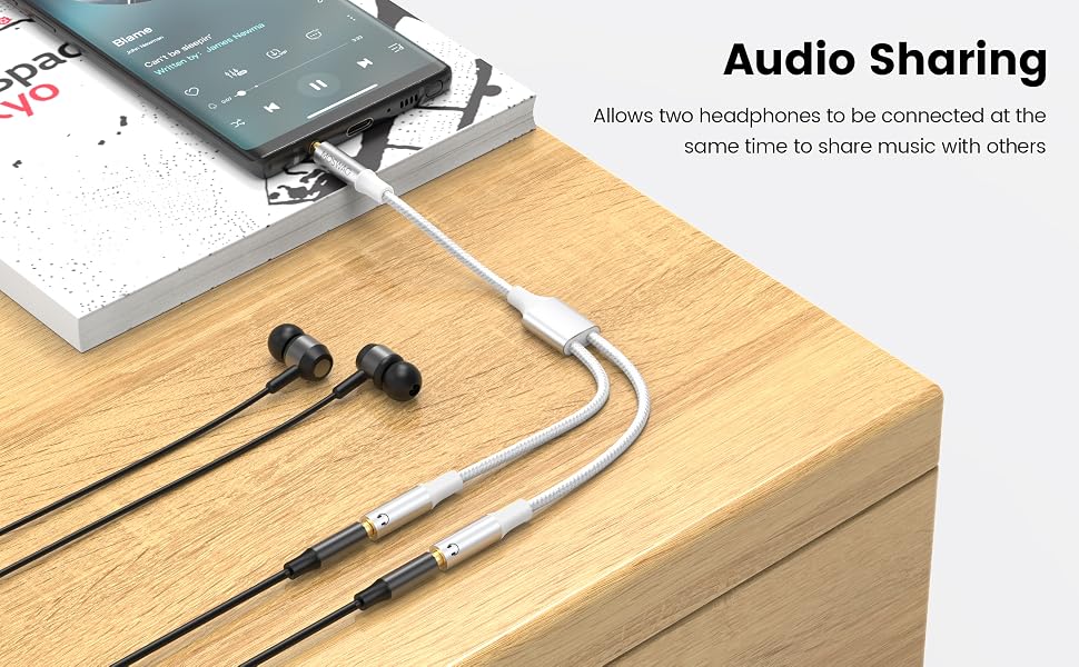 USB C to 3.5mm Aux Audio Headphone Splitter