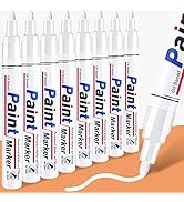 DAPAWIN White Permanent Marker Waterproof - 8 White Paint Markers for Metal Surfaces Tire Black P...