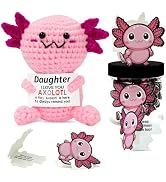 Drnytunk Positive Crochet Axolotl, Handmade Emotional Support Crochet Animals with 30Pcs Affirmat...