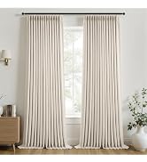 Topfinel Oatmeal Linen Blackout Curtains 102 Inches Long 2 Panels Set, Memory Trained Pinch Pleat...