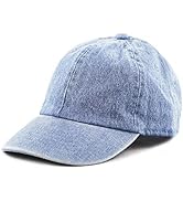 Kids Washed Low Profile Cotton and Denim UPF 50+ Plain Baseball Cap Hat