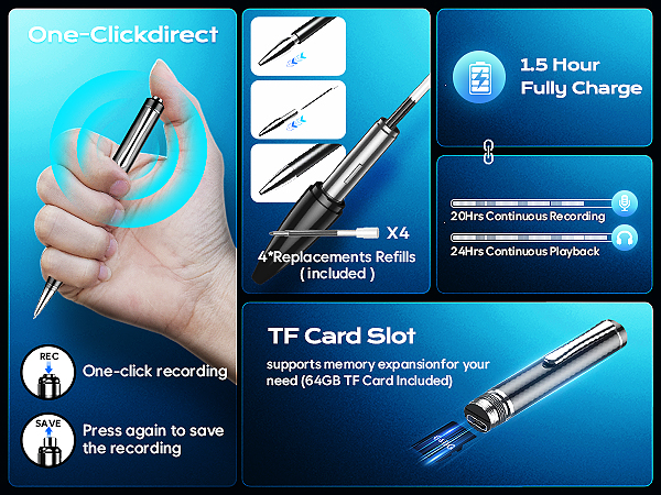 Voice Activated Sound Audio Tap Recorder Device