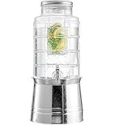 Style Setter Patchwork Beverage Dispenser Cold Drink Dispenser w/ 2.4-Gallon Capacity Glass Jug, ...