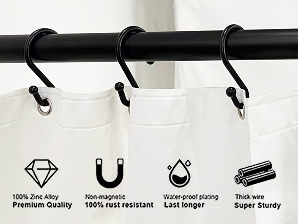 matte black shower curtain hooks