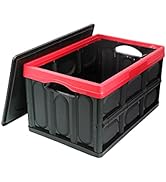 GUOZI 30 Liter Collapsible Storage Bin with Lid, Durable Plastic Folding Storage Crate, Stackable...