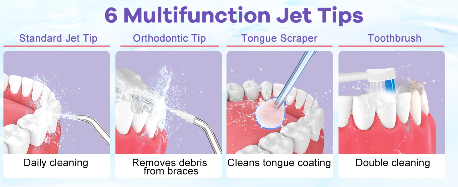water dental flosser 6 jet tips