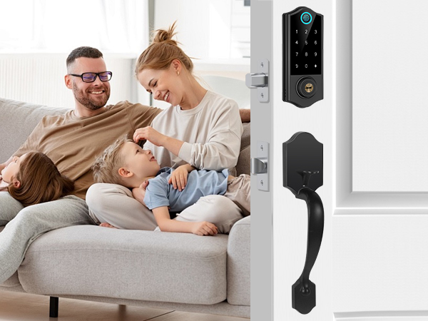 keyless entry door lock with handle